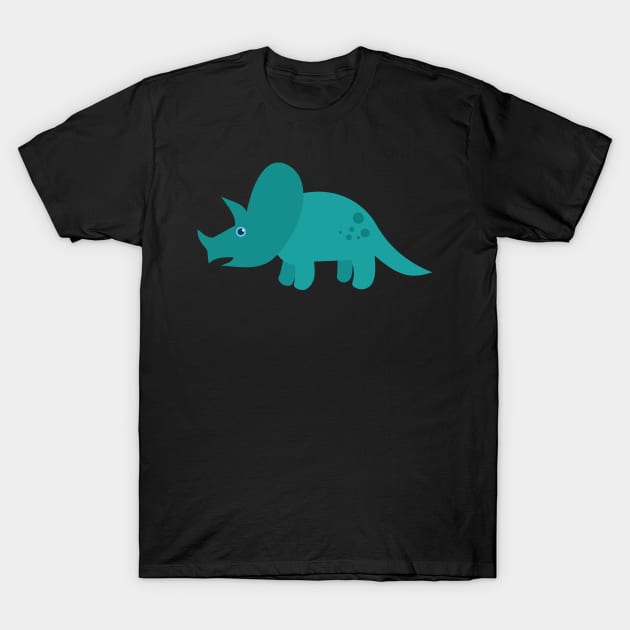 Cool Blue Triceratops Dinosaur. Cute Dino Cartoon. T-Shirt by CoolFactorMerch